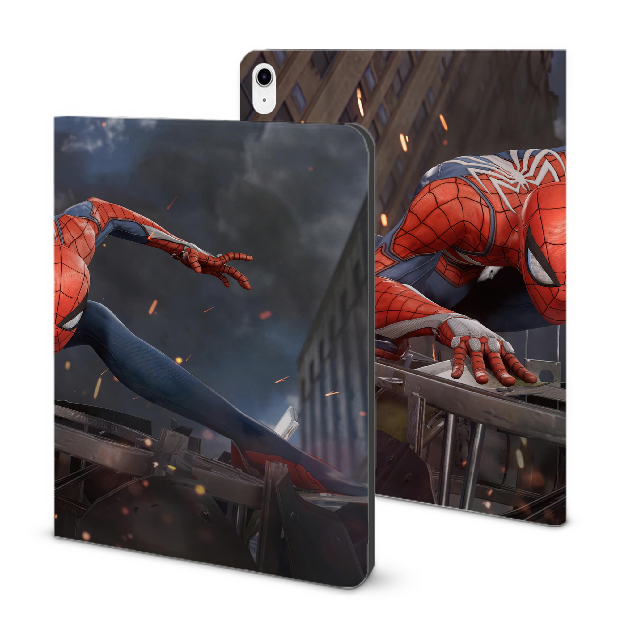 （画像用） Spider Man スパイダーマン IPad ケース ブック型 PUレザー TPU 耐衝撃 軽量 薄型 ペン収納なし 全面保護 IPad 各モデル対応